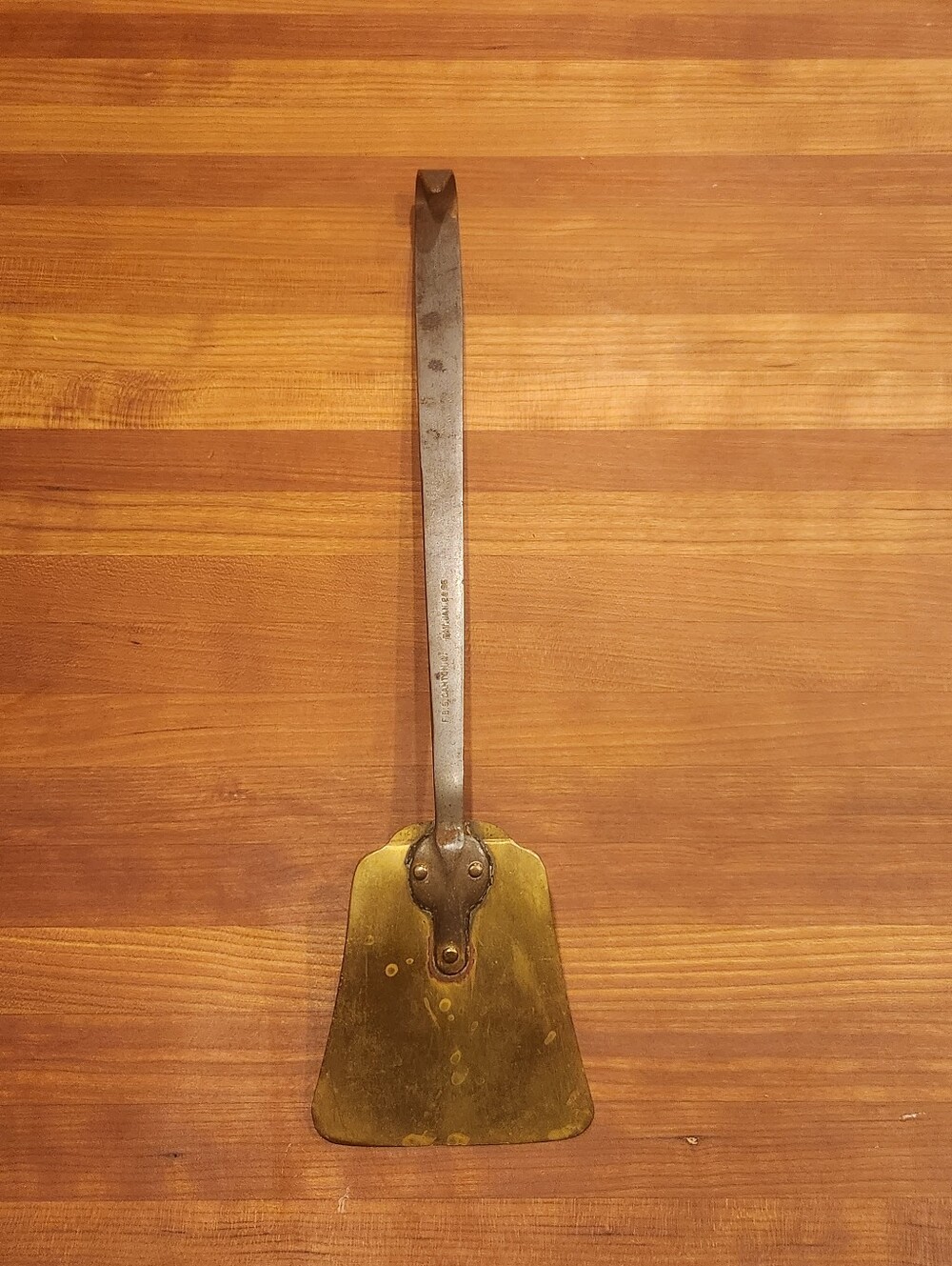 Vintage Primative Metal Turner Spatula in Brass and Steel